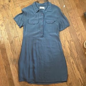 blue urban dress with buttons